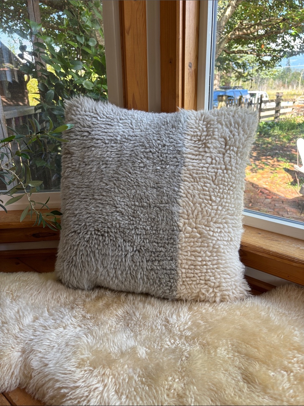 Wool Flokati Throw Pillow